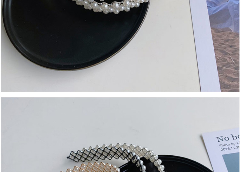 Fashion Silver Woven Wavy Fine-edge Pearl Headband,Head Band