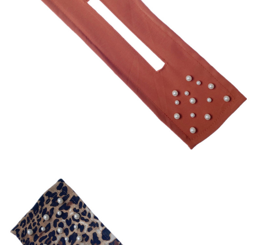 Fashion Beige Leopard Print Pearl Disc Hair Solid Color Twist Clip,Hairpins
