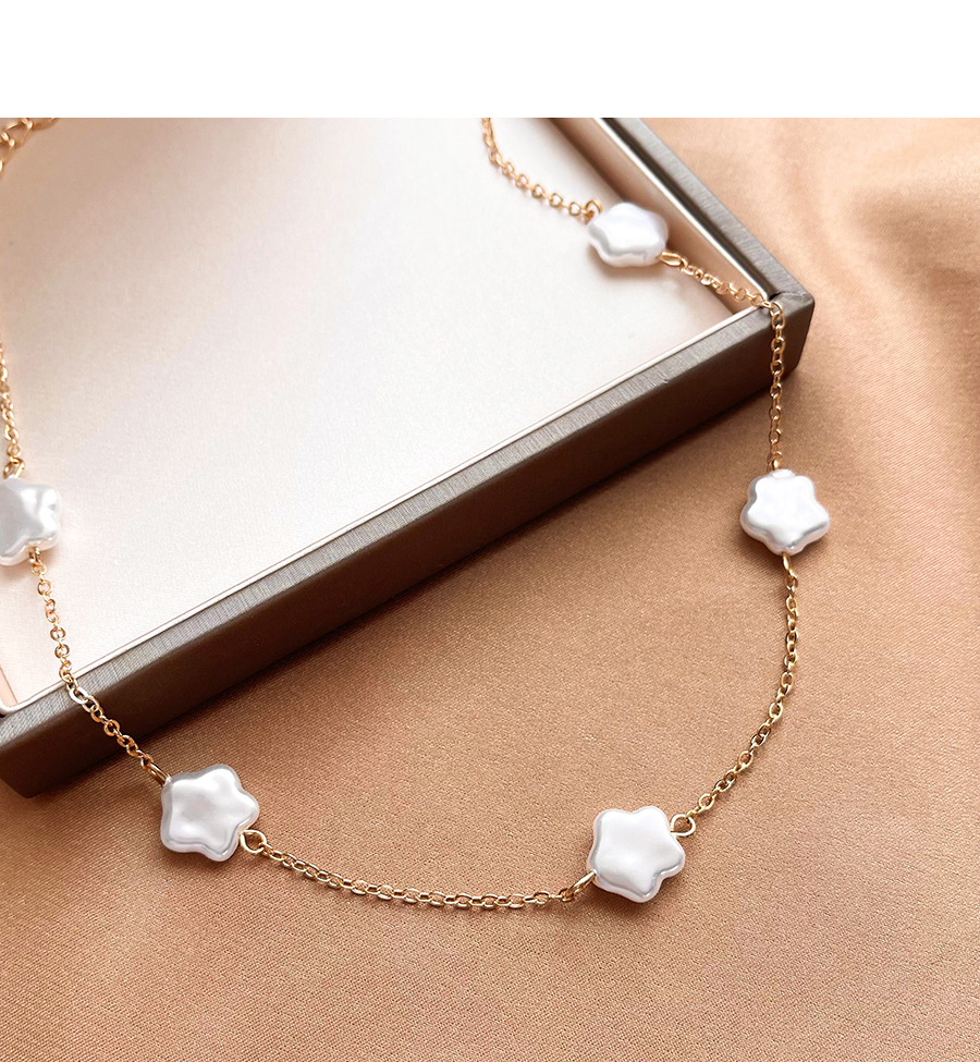 Fashion Gold Color Alloy Chain Imitation Pearl Cloud Necklace,Chokers