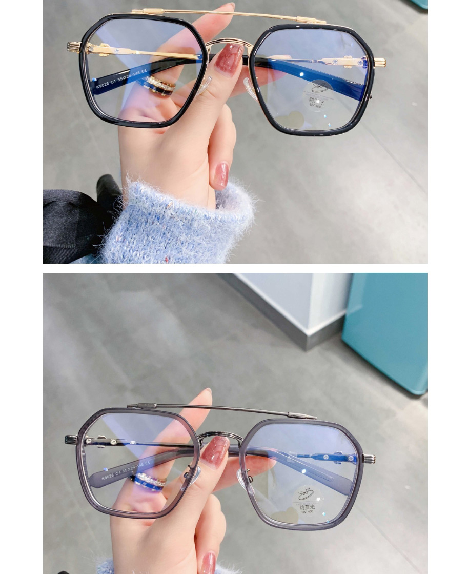 Fashion White Anti-blue Double Beam Irregular Flat Mirror,Fashion Glasses