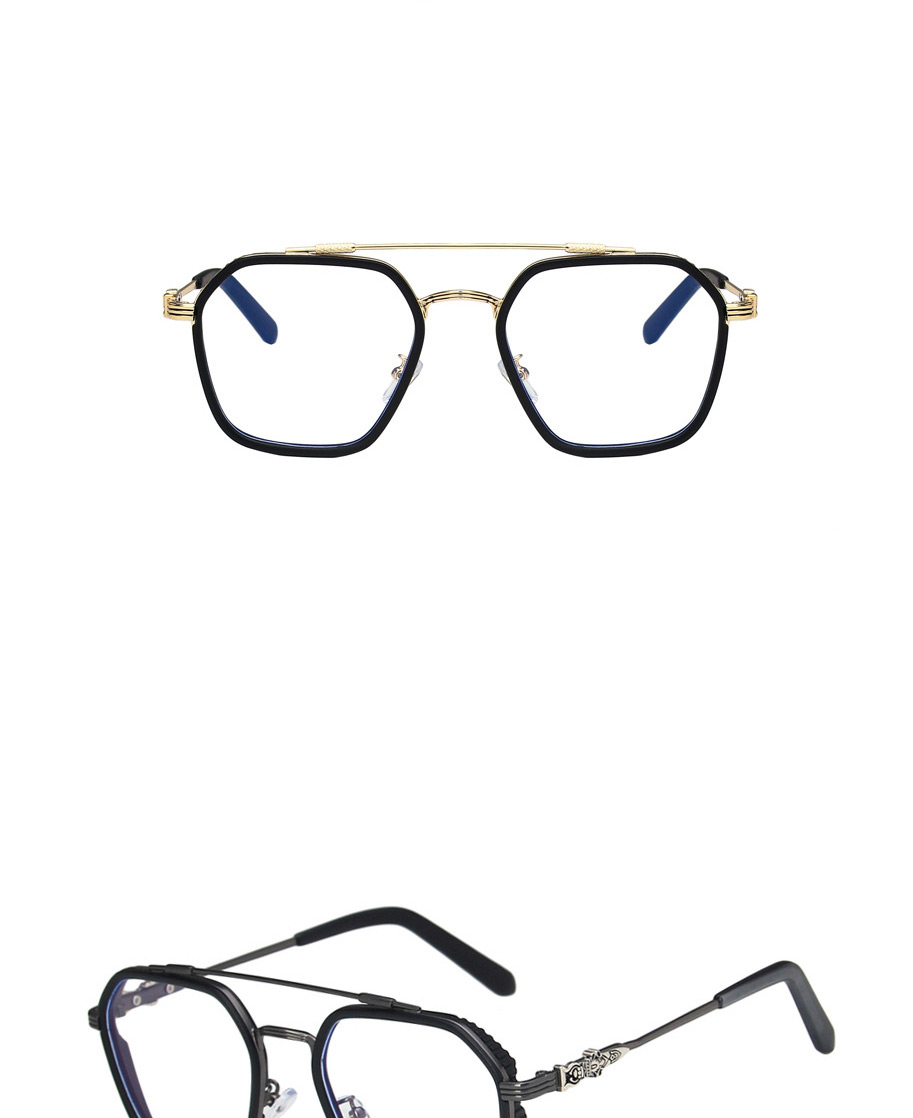 Fashion Black-gold Anti-blue Double Beam Irregular Flat Mirror,Fashion Glasses