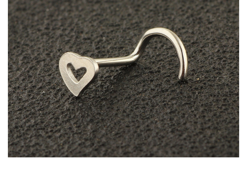 Fashion Black Love Heart-shaped Hook Stainless Steel Piercing Jewelry Nose Ring (single),Earrings