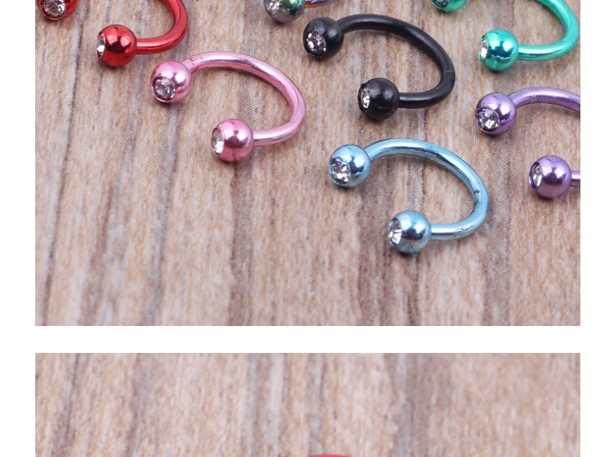 Fashion Pink Stainless Steel C-shaped Nose Nail Piercing Jewelry (single),Nose Rings & Studs