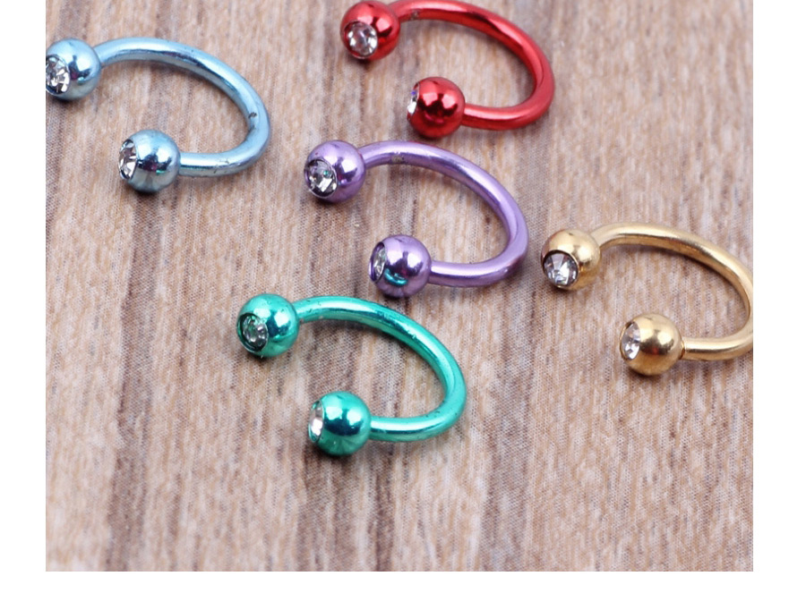 Fashion Blue Stainless Steel C-shaped Nose Nail Piercing Jewelry (single),Nose Rings & Studs