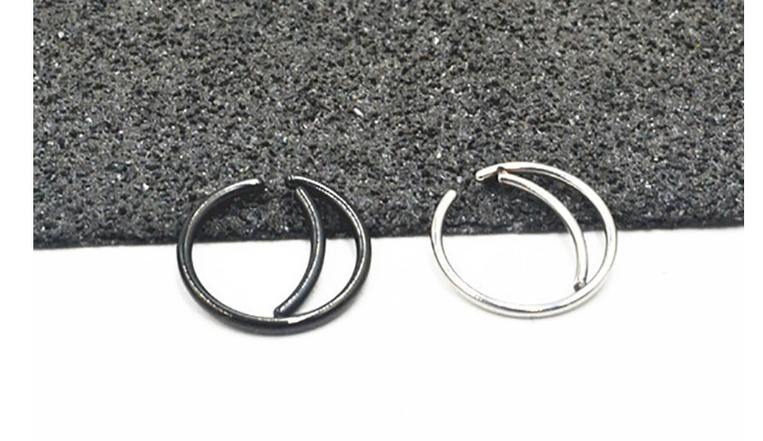 Fashion 8mm Black Stainless Steel Moon Ear Bone Ring (single),Earrings