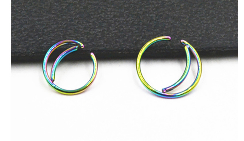 Fashion 8mm Silver Stainless Steel Moon Ear Bone Ring (single),Earrings