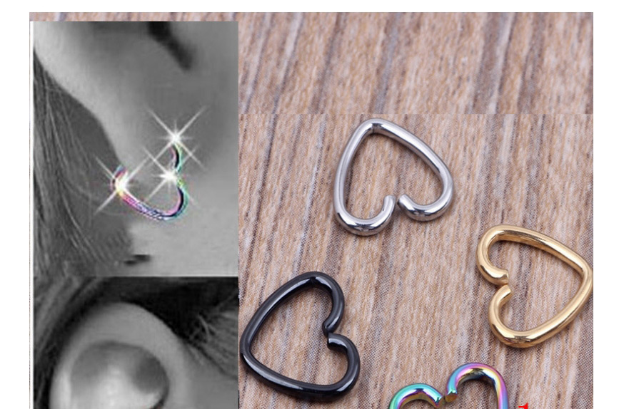 Fashion 0.8mm Heart-shaped Black Heart-shaped Ear Bone Nail (single),Ear Cartilage Rings & Studs