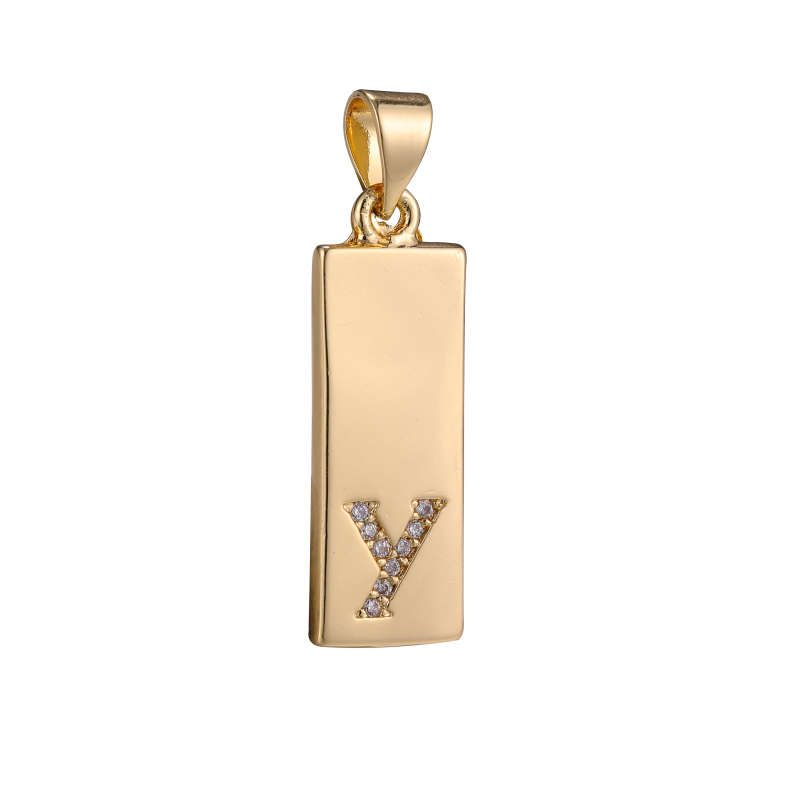 Fashion Z Zirconium Rectangular Iron Sheet Letter Pendant Jewelry,Necklaces