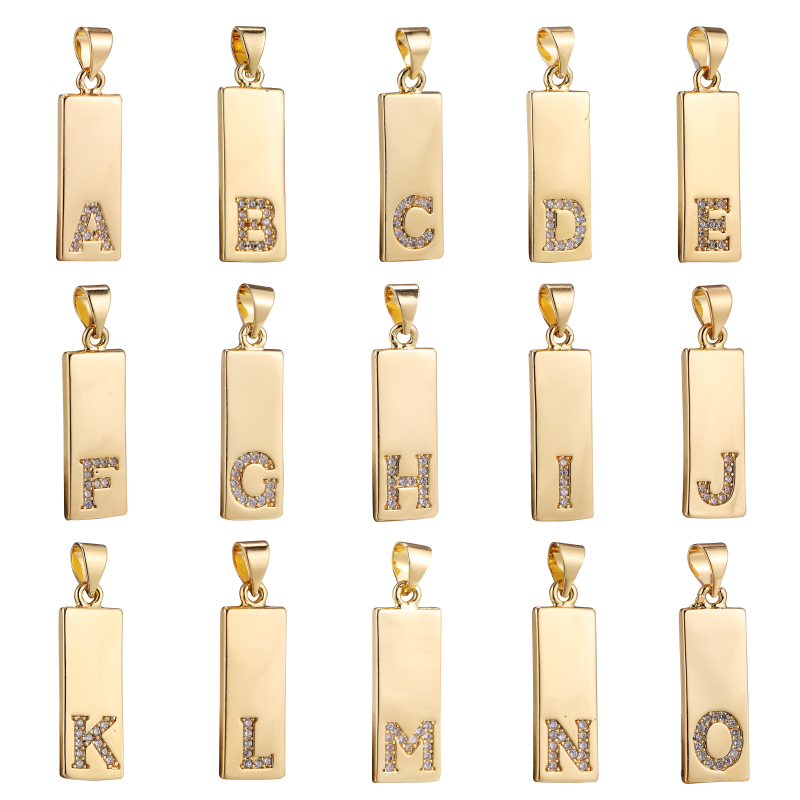 Fashion L Zirconium Rectangular Iron Sheet Letter Pendant Jewelry,Necklaces