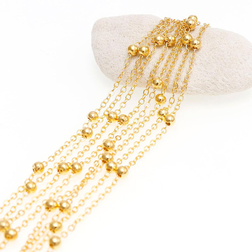Fashion Gold Metal Round Bead Flat Chain Jewelry,Necklaces