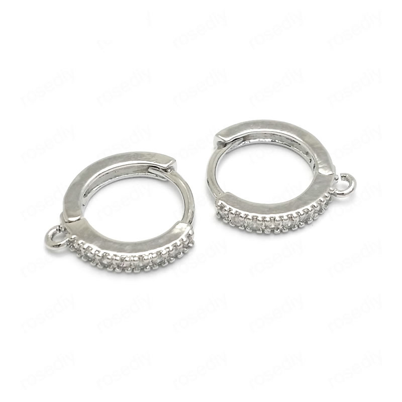 Fashion 12mm Gold-white Zircon Round Open Ear Ring Jewelry,Earrings