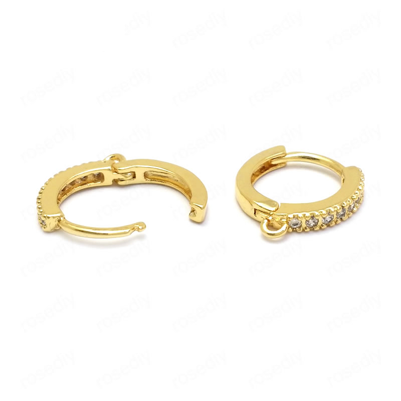 Fashion 12mm Gold-white Zircon Round Open Ear Ring Jewelry,Earrings