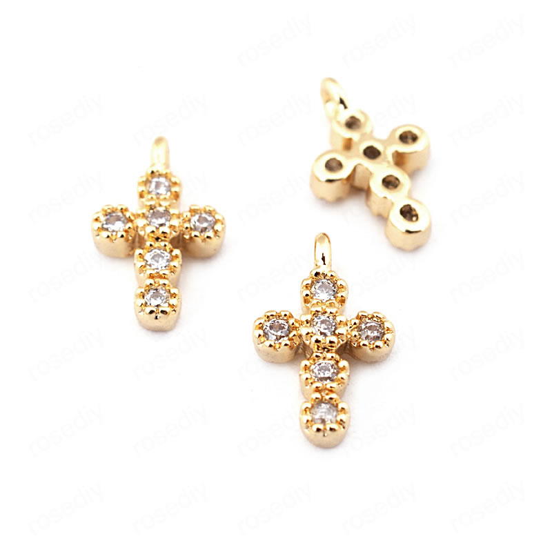 Fashion Platinum Color Brass Zircon Cross Pendant Jewelry,Necklaces