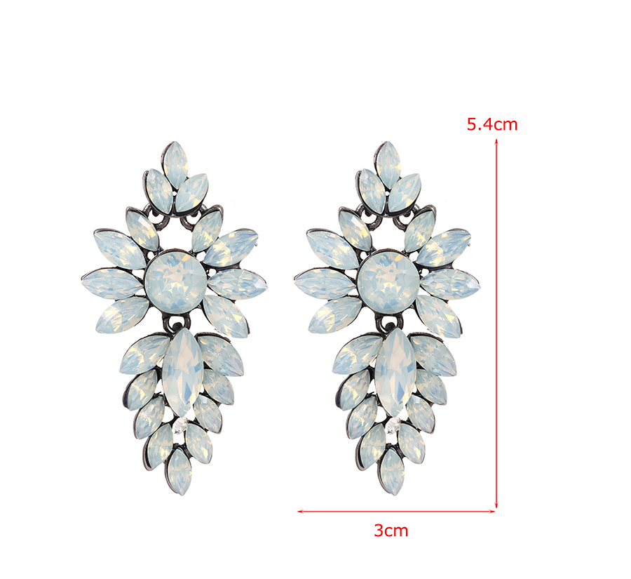 Fashion Light Blue Alloy Diamond Geometric Earrings,Drop Earrings