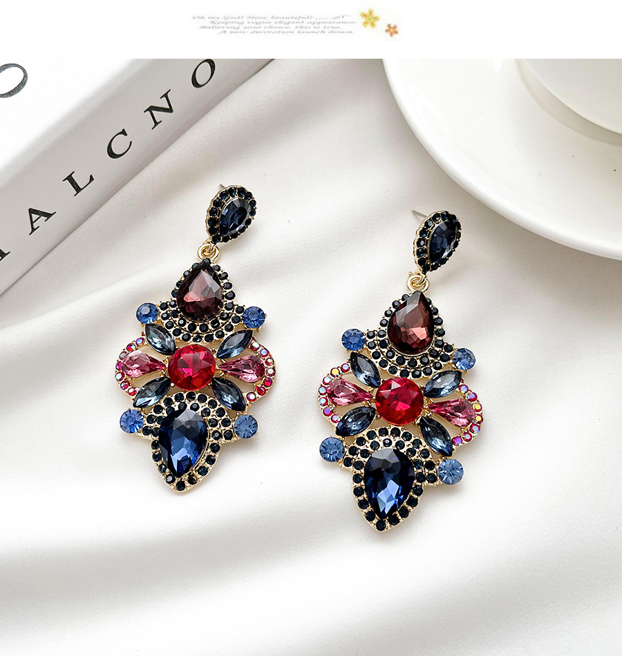 Fashion Red Alloy Diamond Geometric Earrings,Drop Earrings