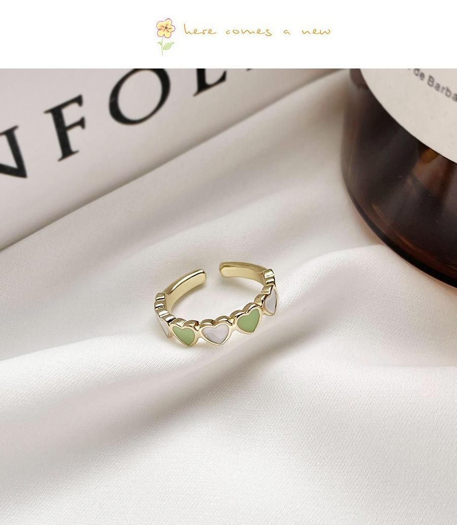 Fashion White+green Copper Drop Oil Love Heart Ring,Bracelets