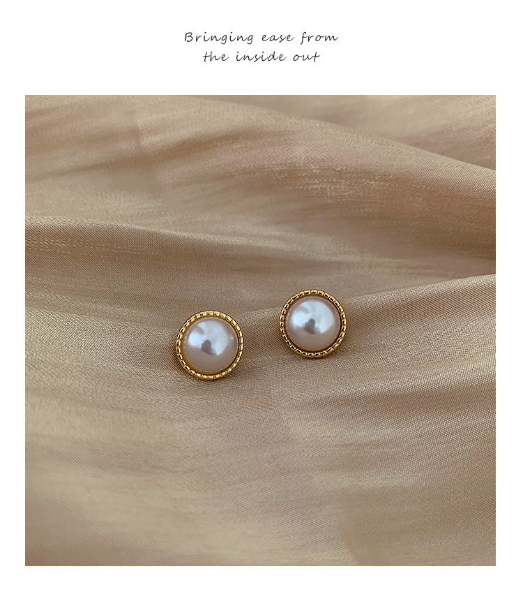 Fashion Gold Color +white Pearl Alloy Ear Studs,Stud Earrings