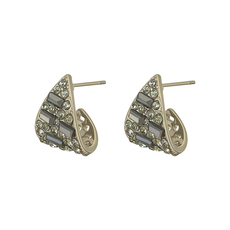 Fashion Gun Black Water Drop Geometric Diamond Earrings,Stud Earrings