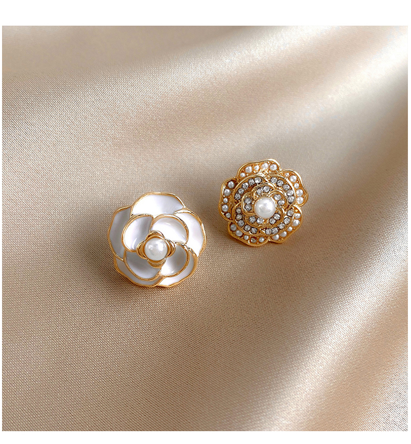 Fashion Gold Color Camellia Stud Earrings,Stud Earrings