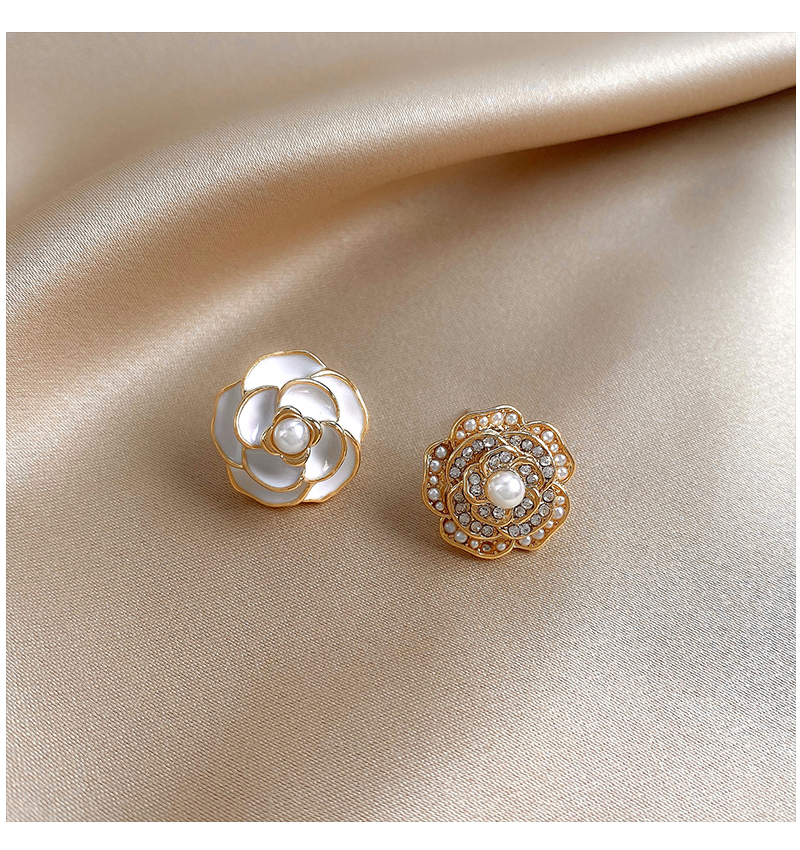 Fashion Gold Color Camellia Stud Earrings,Stud Earrings