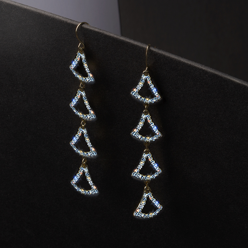 Fashion Silver Color Fan-shaped Long Tassel Full Diamond Earrings,Drop Earrings