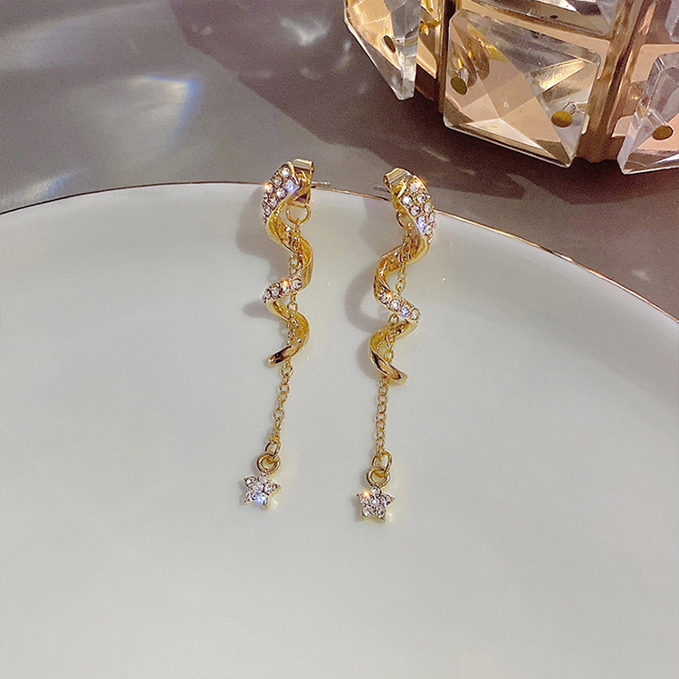 Fashion Gold Color Twisted Tassel Star Earrings,Drop Earrings