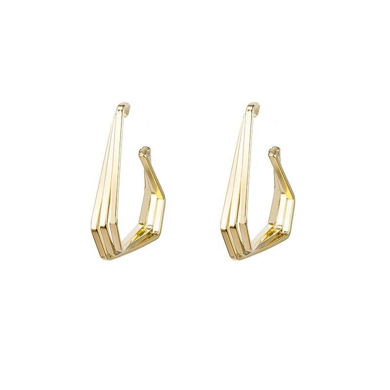 Fashion Gold Color Alloy Irregular C-shaped Earrings,Hoop Earrings