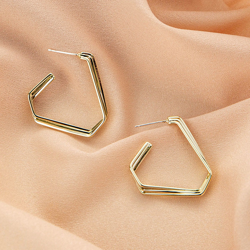 Fashion Gold Color Alloy Irregular C-shaped Earrings,Hoop Earrings