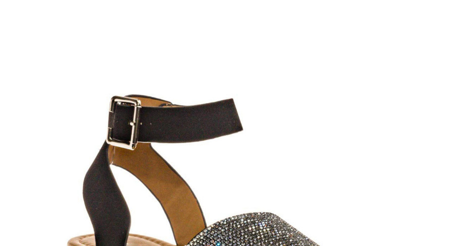 Fashion Black Rhinestone Buckle Platform Sandals,Slippers
