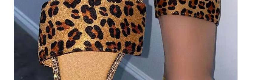 Fashion Serpentine Flat Leopard Printed Rhinestone Sandals And Slippers,Slippers