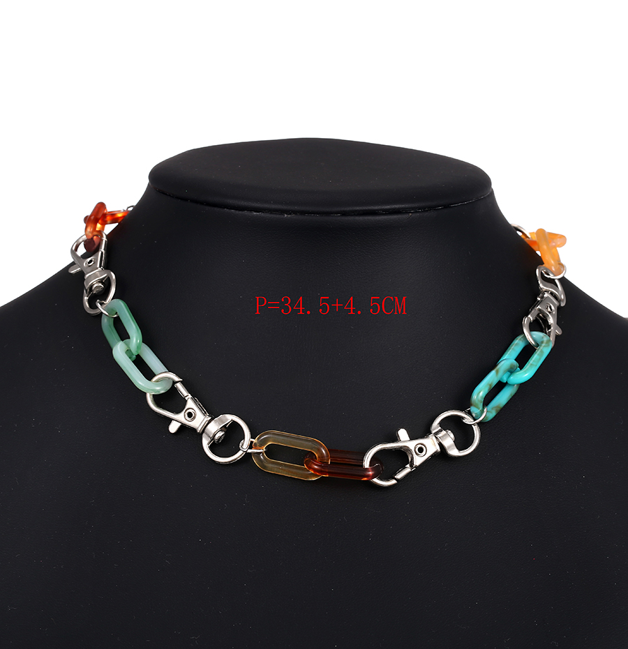 Fashion Color Alloy Resin Chain Necklace,Chains