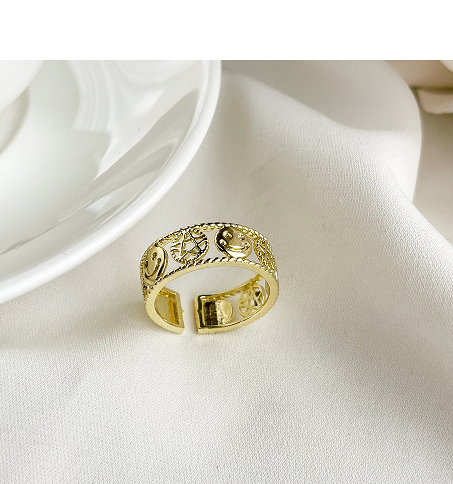 Fashion Golden Alloy Smile Ring,Fashion Rings