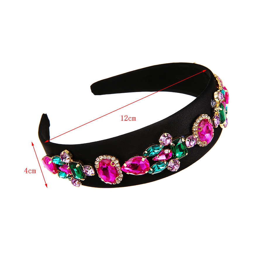 Fashion Pink Fabric Alloy Diamond-studded Geometric Headband,Head Band