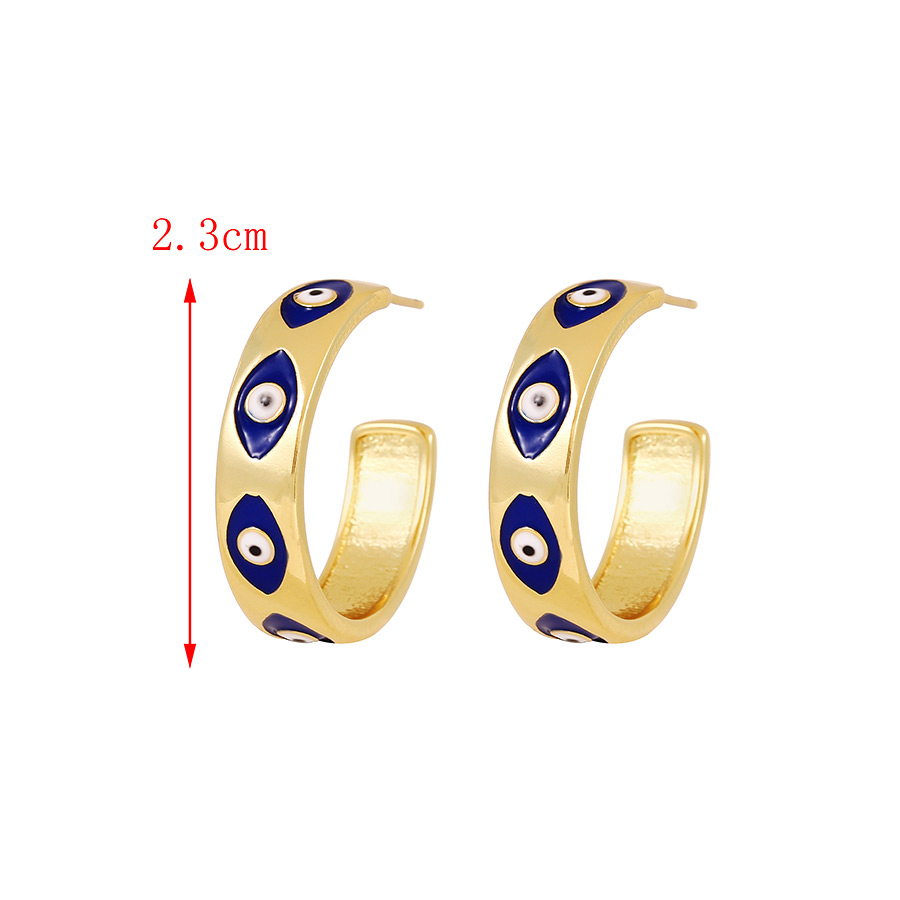 Fashion Navy Blue Copper Dripping Eyes Earrings,Hoop Earrings