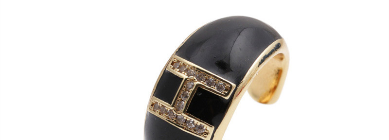 Fashion U Letter Letter Drop Oil Micro Inlaid Zircon Open Ring,Rings