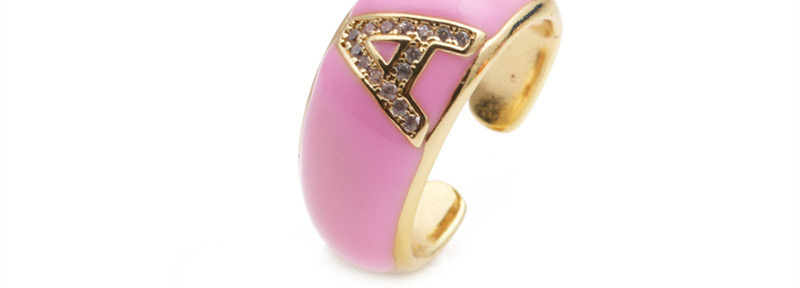 Fashion B Letter Letter Drop Oil Micro Inlaid Zircon Open Ring,Rings