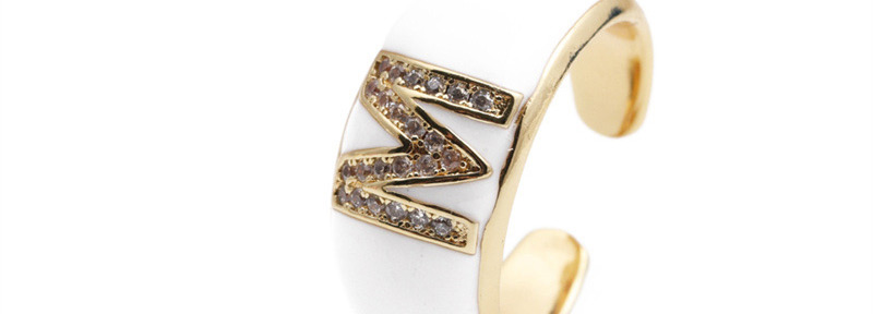 Fashion K Letter Letter Drop Oil Micro Inlaid Zircon Open Ring,Rings