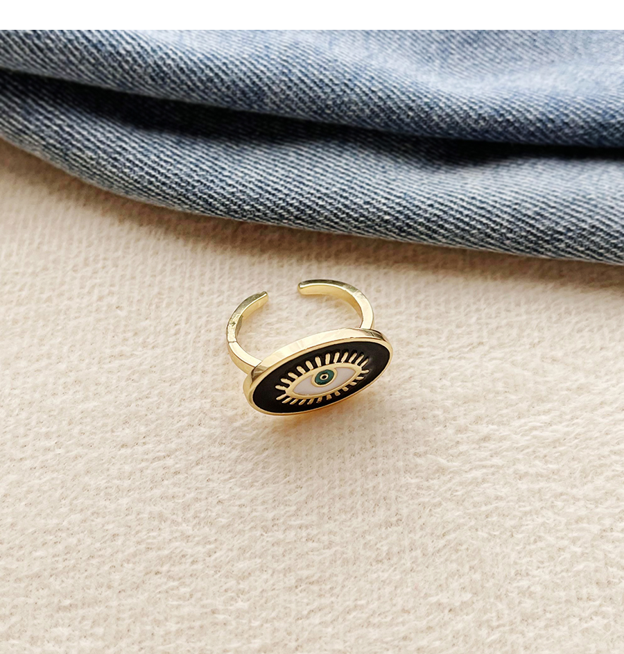 Fashion Black Copper Round Eye Open Ring,Earrings