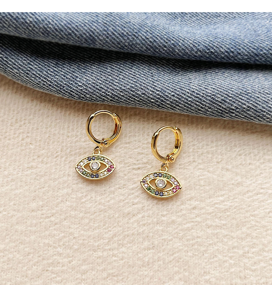 Fashion Gold Color Copper Inlaid Zircon Geometric Earrings,Earrings