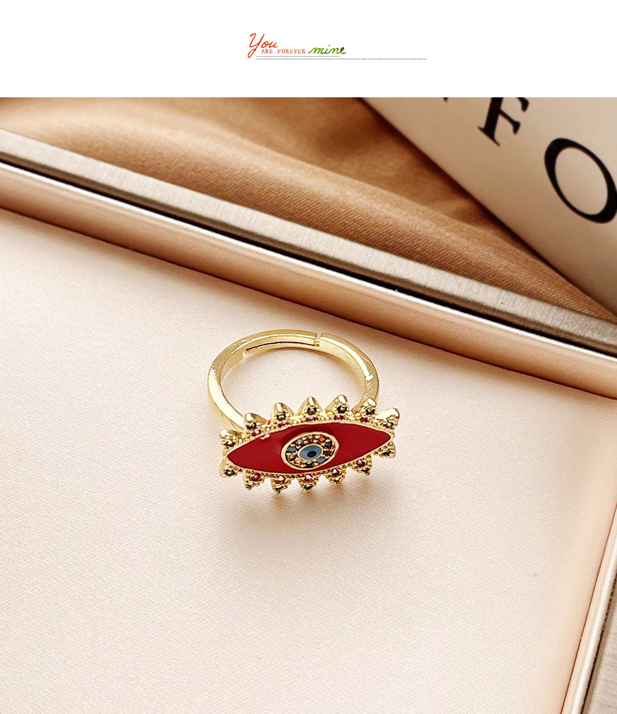 Fashion Red Copper Inlaid Zircon Eye Ring,Rings