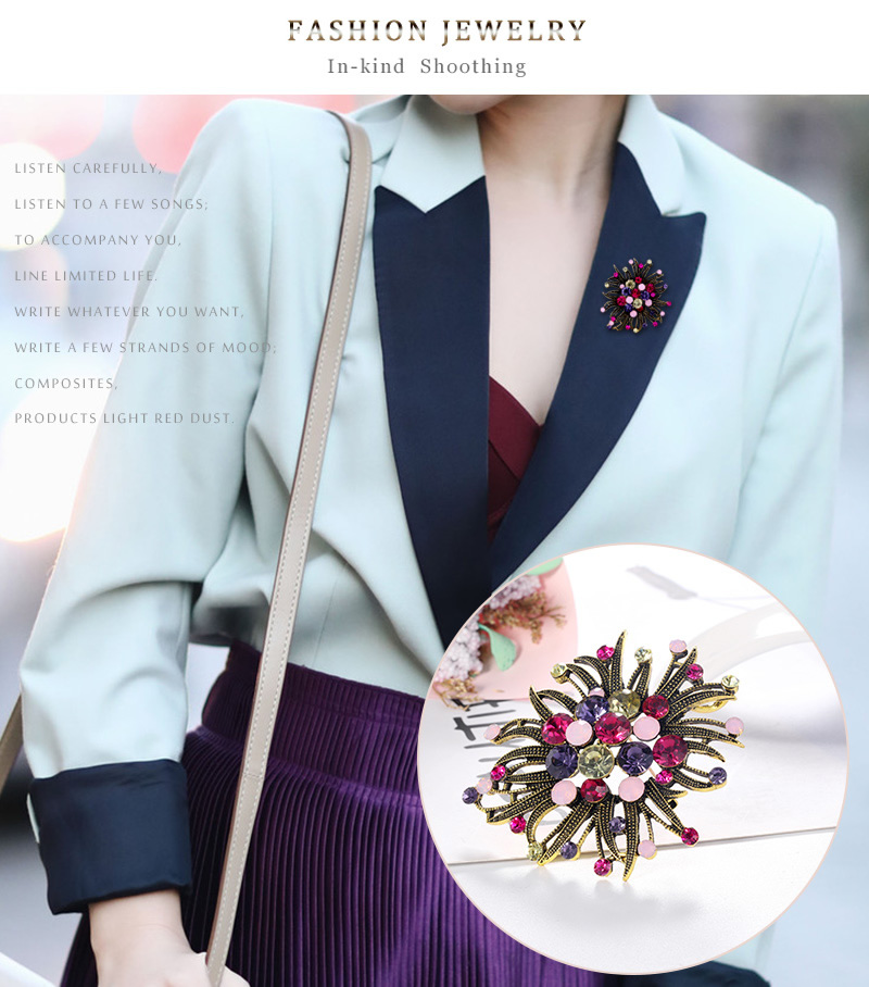 Fashion Al781-a Alloy Diamond Flower Brooch,Korean Brooches