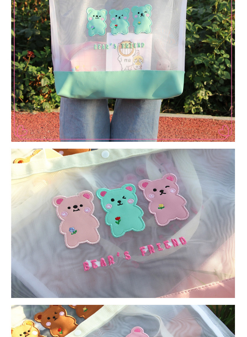 Fashion Three Green Bears Cartoon Bear Net Yarn Shoulder Bag,Messenger bags
