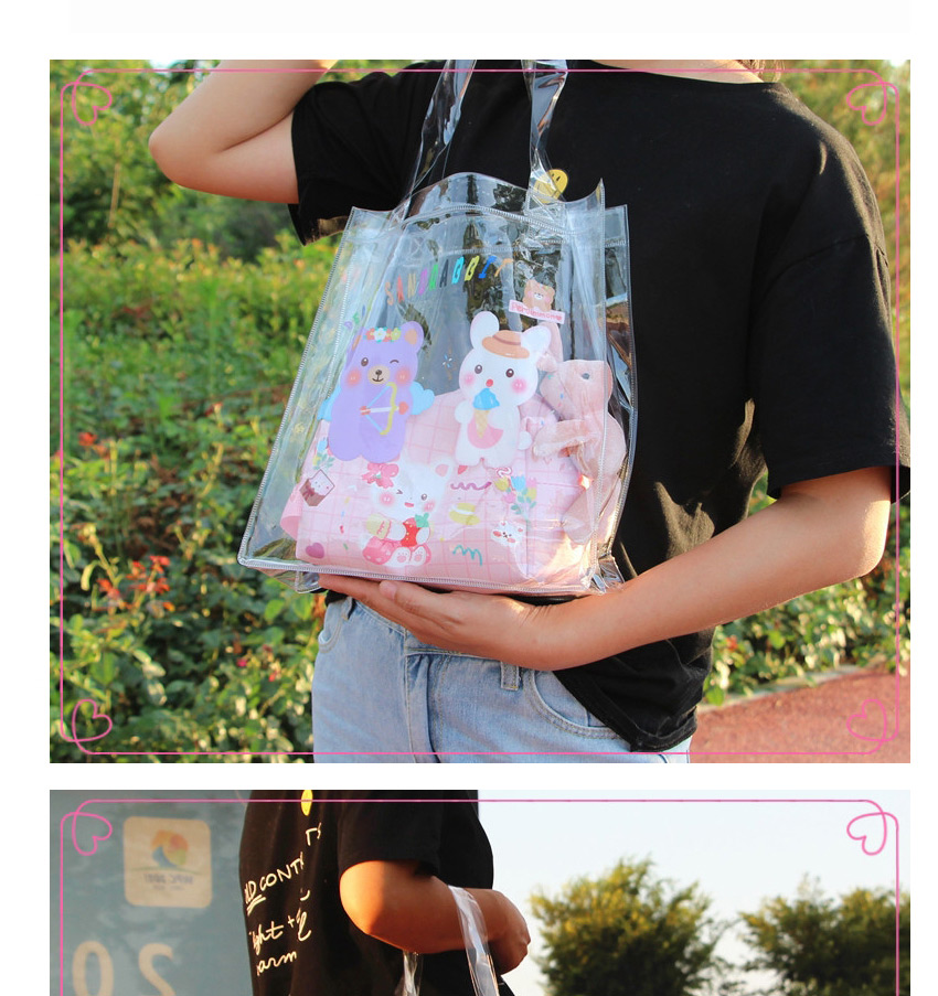 Fashion Two Bears Cartoon Bear Pvc Transparent Shoulder Bag,Messenger bags
