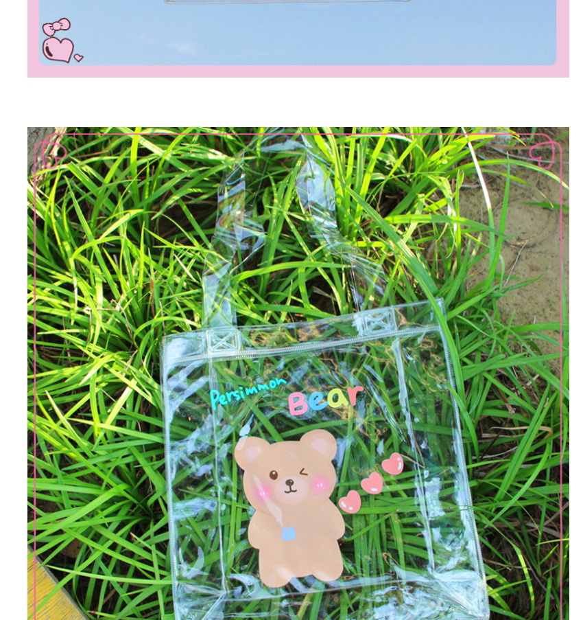 Fashion Single Brown Bear Cartoon Bear Pvc Transparent Shoulder Bag,Messenger bags