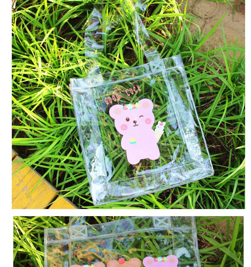 Fashion Single Pink Bear Cartoon Bear Pvc Transparent Shoulder Bag,Messenger bags