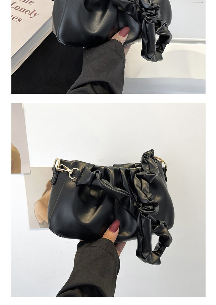Fashion Black Pleated Shoulder Messenger Bag,Messenger bags