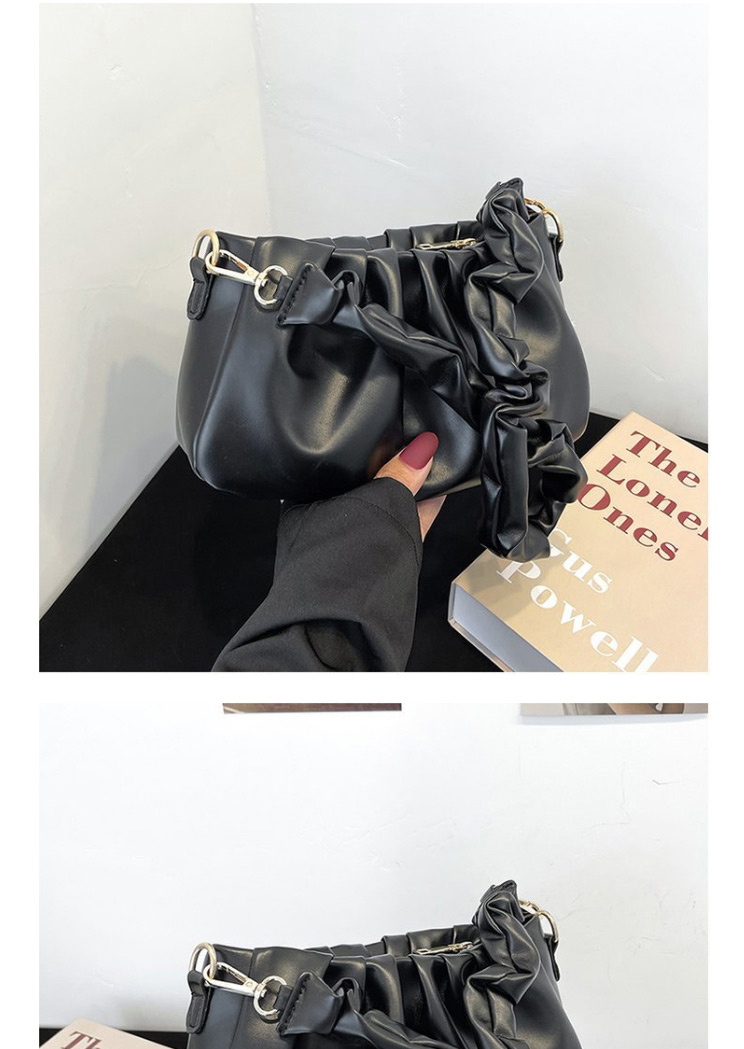 Fashion Black Pleated Shoulder Messenger Bag,Messenger bags