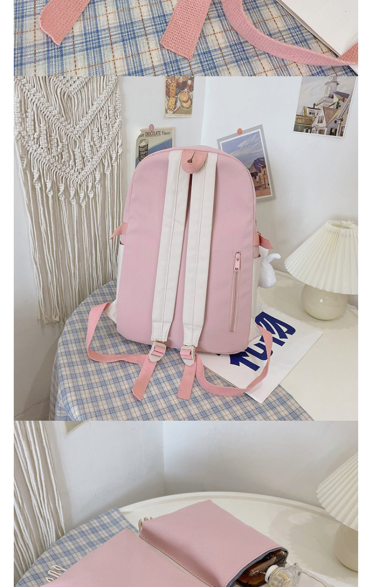 Fashion Pink Without Pendant Contrasting Color Backpack Without Pendant,Backpack
