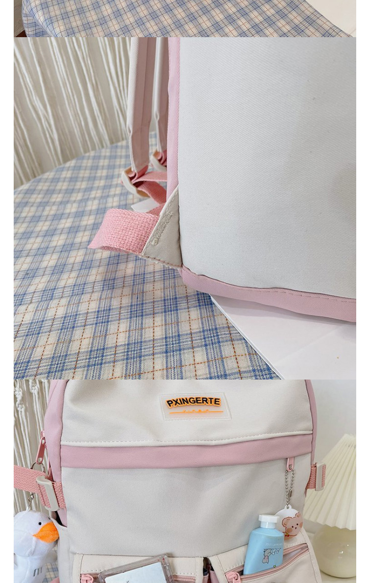 Fashion Pink Without Pendant Contrasting Color Backpack Without Pendant,Backpack