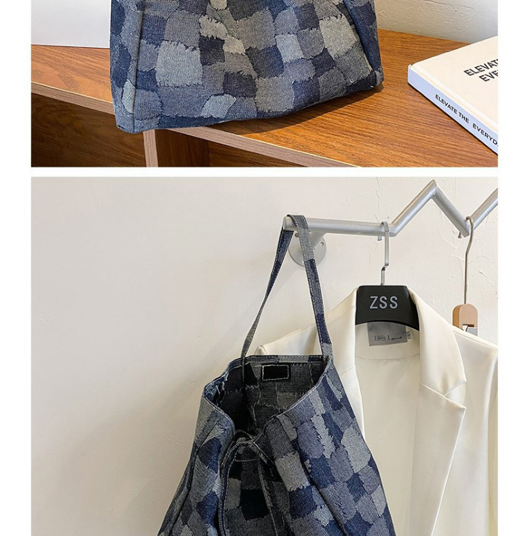 Fashion Navy Blue Stitching Check Handbag,Messenger bags
